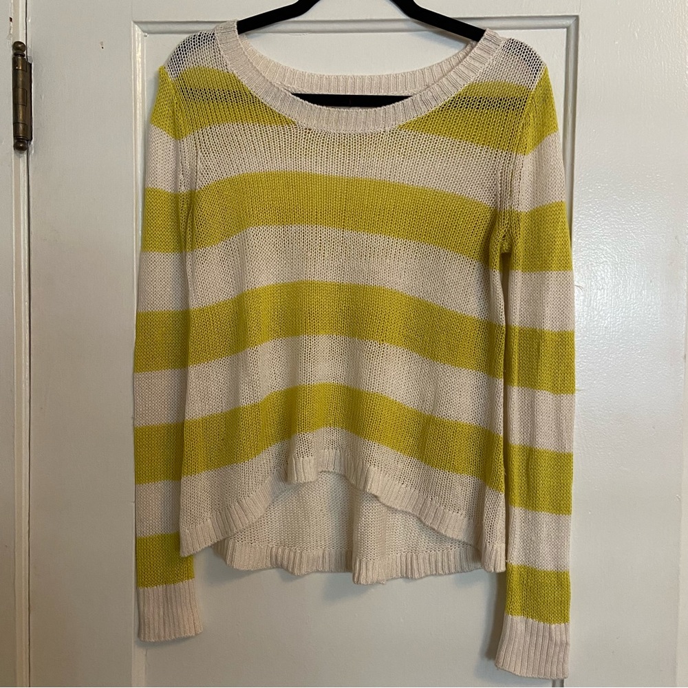 Yellow and white striped sweater 💛🤍